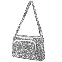 Monochrome Maze Design Print Front Pocket Crossbody Bag by dflcprintsclothing