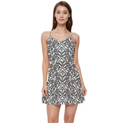 Monochrome Maze Design Print Short Frill Dress