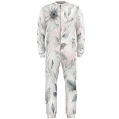 Light Grey And Pink Floral Onepiece Jumpsuit (men)