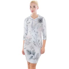 Light Grey And Pink Floral Quarter Sleeve Hood Bodycon Dress by LyssasMindArt