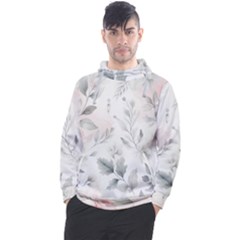 Light Grey And Pink Floral Men s Pullover Hoodie by LyssasMindArt