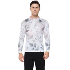 Light Grey And Pink Floral Men s Long Sleeve Rash Guard by LyssasMindArt