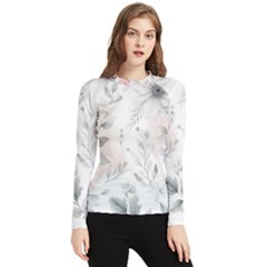 Light Grey And Pink Floral Women s Long Sleeve Rash Guard by LyssasMindArt