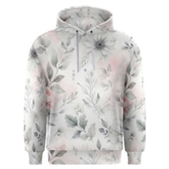 Light Grey And Pink Floral Men s Overhead Hoodie by LyssasMindArt