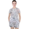 Light Grey and Pink Floral Women s T-Shirt and Shorts Set View1