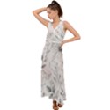 Light Grey and Pink Floral V-Neck Chiffon Maxi Dress View1