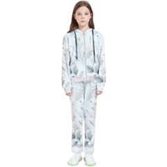 Light Grey And Pink Floral Kids  Tracksuit