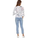 Light Grey and Pink Floral Bell Sleeve Top View4