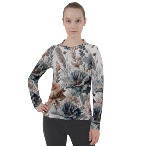 Vintage Floral Elegance Women s Pique Long Sleeve T-shirt by LyssasMindArt