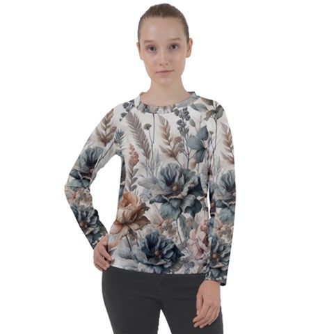 Vintage Floral Elegance Women s Long Sleeve Raglan T-shirt by LyssasMindArt