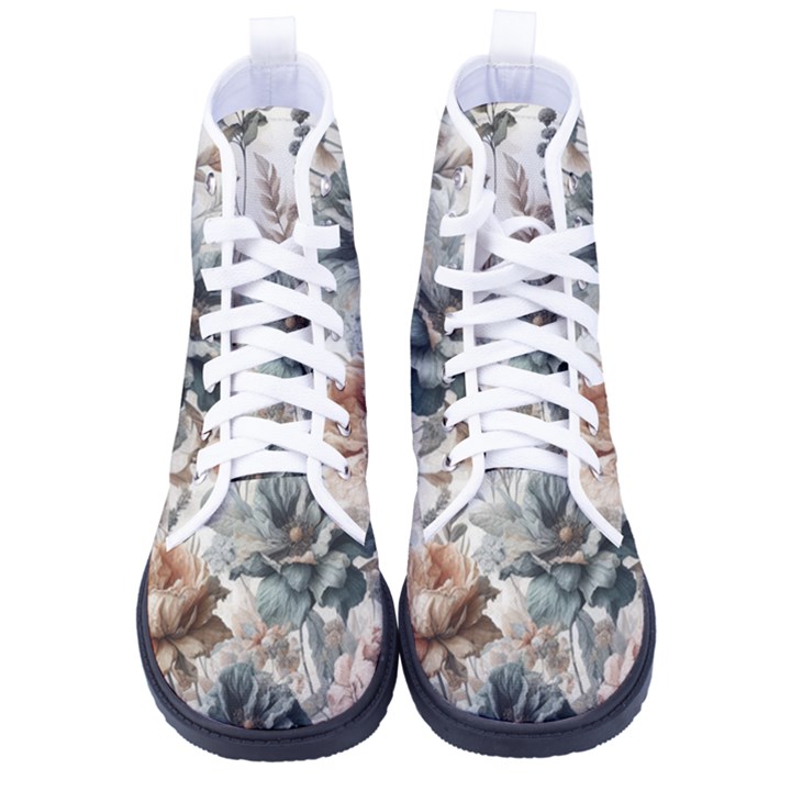 Vintage Floral Elegance Kid s High-Top Canvas Sneakers