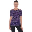 Enigmatic Plum Mosaic Shoulder Cut Out Short Sleeve Top View1