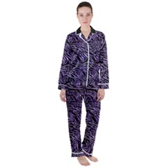 Enigmatic Plum Mosaic Women s Long Sleeve Satin Pajamas Set	 by dflcprintsclothing