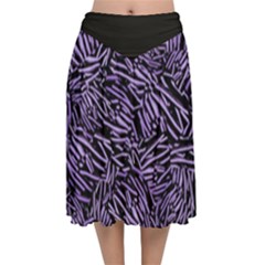 Enigmatic Plum Mosaic Velvet Flared Midi Skirt