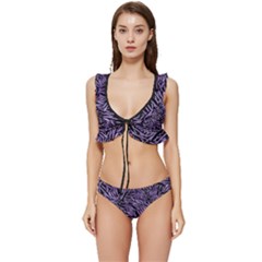 Enigmatic Plum Mosaic Low Cut Ruffle Edge Bikini Set by dflcprintsclothing