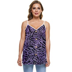 Enigmatic Plum Mosaic Casual Spaghetti Strap Chiffon Top by dflcprintsclothing