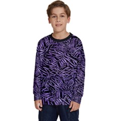 Enigmatic Plum Mosaic Kids  Crewneck Sweatshirt by dflcprintsclothing