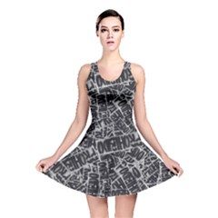 Rebel Life: Typography Black And White Pattern Reversible Skater Dress by dflcprintsclothing