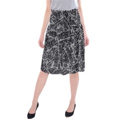 Rebel Life: Typography Black And White Pattern Midi Beach Skirt by dflcprintsclothing