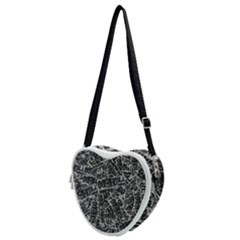 Rebel Life: Typography Black And White Pattern Heart Shoulder Bag by dflcprintsclothing