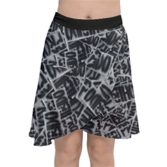 Rebel Life: Typography Black And White Pattern Chiffon Wrap Front Skirt by dflcprintsclothing