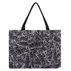 Rebel Life: Typography Black And White Pattern Zipper Medium Tote Bag by dflcprintsclothing