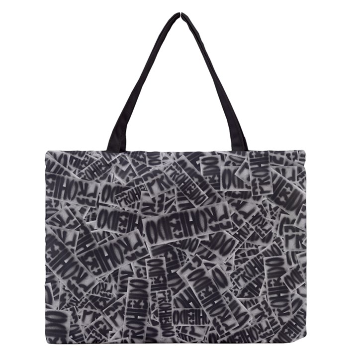 Rebel Life: Typography Black and White Pattern Zipper Medium Tote Bag