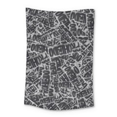 Rebel Life: Typography Black And White Pattern Small Tapestry