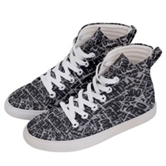 Rebel Life: Typography Black And White Pattern Women s Hi-top Skate Sneakers by dflcprintsclothing