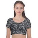 Rebel Life: Typography Black and White Pattern Velvet Short Sleeve Crop Top  View1