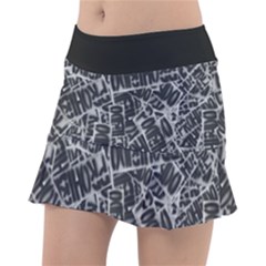 Rebel Life: Typography Black And White Pattern Classic Tennis Skirt by dflcprintsclothing