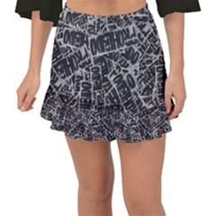 Rebel Life: Typography Black And White Pattern Fishtail Mini Chiffon Skirt by dflcprintsclothing