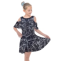 Rebel Life: Typography Black And White Pattern Kids  Shoulder Cutout Chiffon Dress