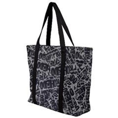 Rebel Life: Typography Black And White Pattern Zip Up Canvas Bag by dflcprintsclothing