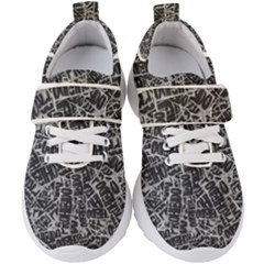 Rebel Life: Typography Black And White Pattern Kids  Velcro Strap Shoes by dflcprintsclothing