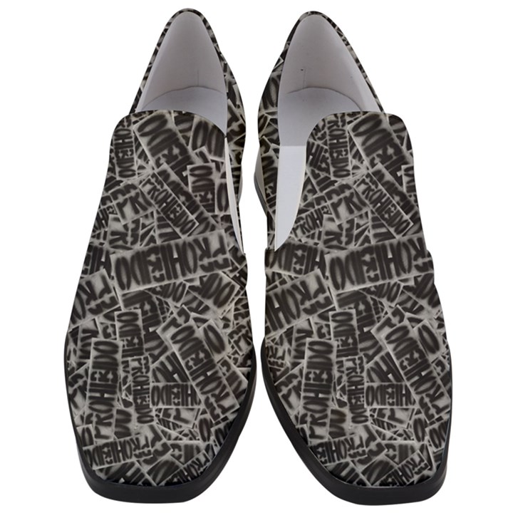 Rebel Life: Typography Black and White Pattern Women Slip On Heel Loafers