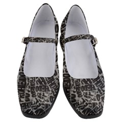 Rebel Life: Typography Black And White Pattern Women s Mary Jane Shoes by dflcprintsclothing