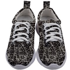 Rebel Life: Typography Black And White Pattern Kids Athletic Shoes by dflcprintsclothing