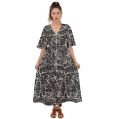 Rebel Life: Typography Black And White Pattern Kimono Sleeve Boho Dress