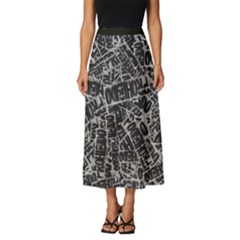 Rebel Life: Typography Black And White Pattern Classic Midi Chiffon Skirt by dflcprintsclothing