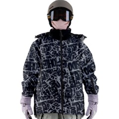 Rebel Life: Typography Black And White Pattern Women s Zip Ski And Snowboard Waterproof Breathable Jacket