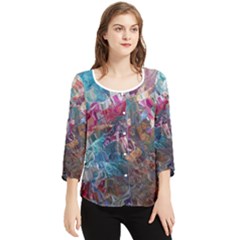 Straight Blend Module I Liquify 19-3 Color Edit Chiffon Quarter Sleeve Blouse by kaleidomarblingart