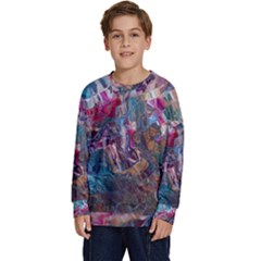 Straight Blend Module I Liquify 19-3 Color Edit Kids  Crewneck Sweatshirt by kaleidomarblingart