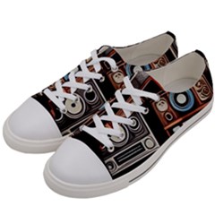 Retro Cameras Old Vintage Antique Technology Wallpaper Retrospective Men s Low Top Canvas Sneakers by Grandong