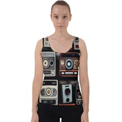 Retro Cameras Old Vintage Antique Technology Wallpaper Retrospective Velvet Tank Top by Grandong