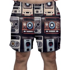 Retro Cameras Old Vintage Antique Technology Wallpaper Retrospective Men s Shorts by Grandong