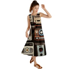 Retro Cameras Old Vintage Antique Technology Wallpaper Retrospective Summer Maxi Dress by Grandong