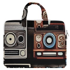 Retro Cameras Old Vintage Antique Technology Wallpaper Retrospective Macbook Pro 13  Double Pocket Laptop Bag by Grandong