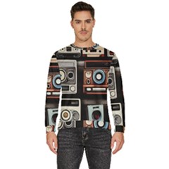 Retro Cameras Old Vintage Antique Technology Wallpaper Retrospective Men s Fleece Sweatshirt by Grandong