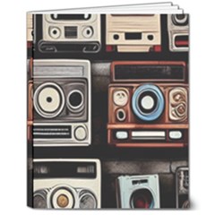 Retro Cameras Old Vintage Antique Technology Wallpaper Retrospective 8  X 10  Softcover Notebook by Grandong